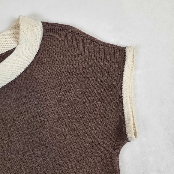 St John collection knit Crème And Brown Dress. Sz S - Picture 4 of 9